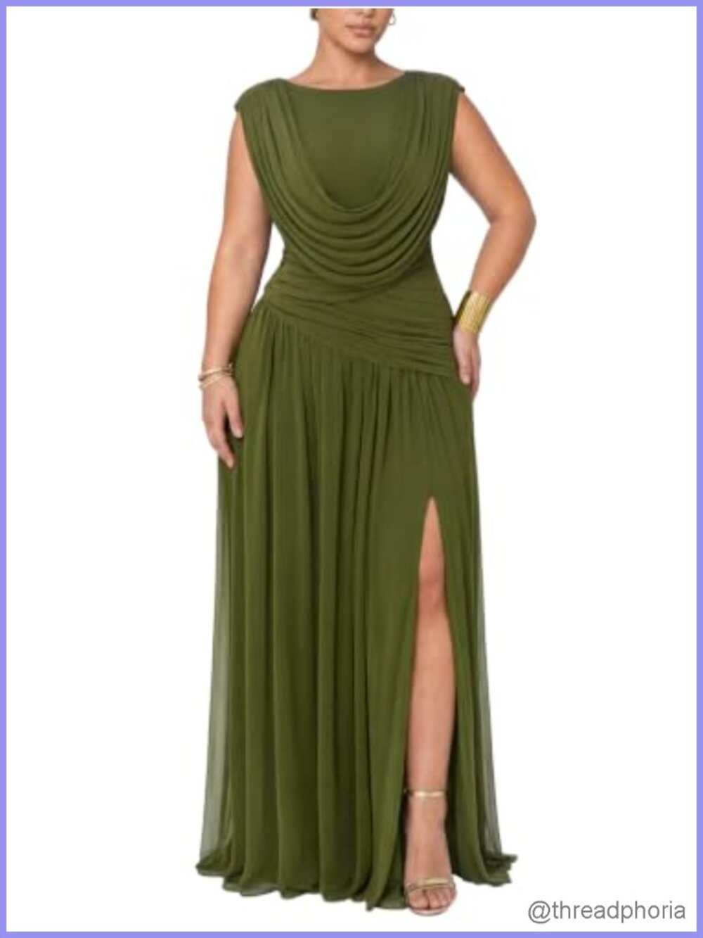 Convertible Cowl Neck Sleeveless Slit Maxi Dress Bodycon Ruched Mesh